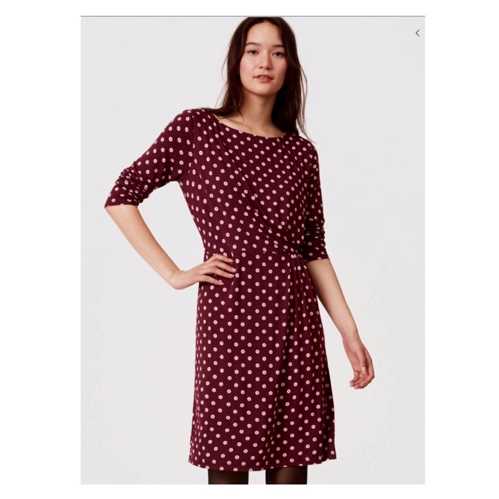 LOFT XXSP DOT LONG SLEEVE DRESS NWT - Picture 1 of 6
